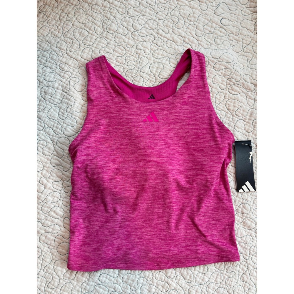 Adidas Girls Pink Active Tank Top Built-in Bra Size XL 16 Tight Fit